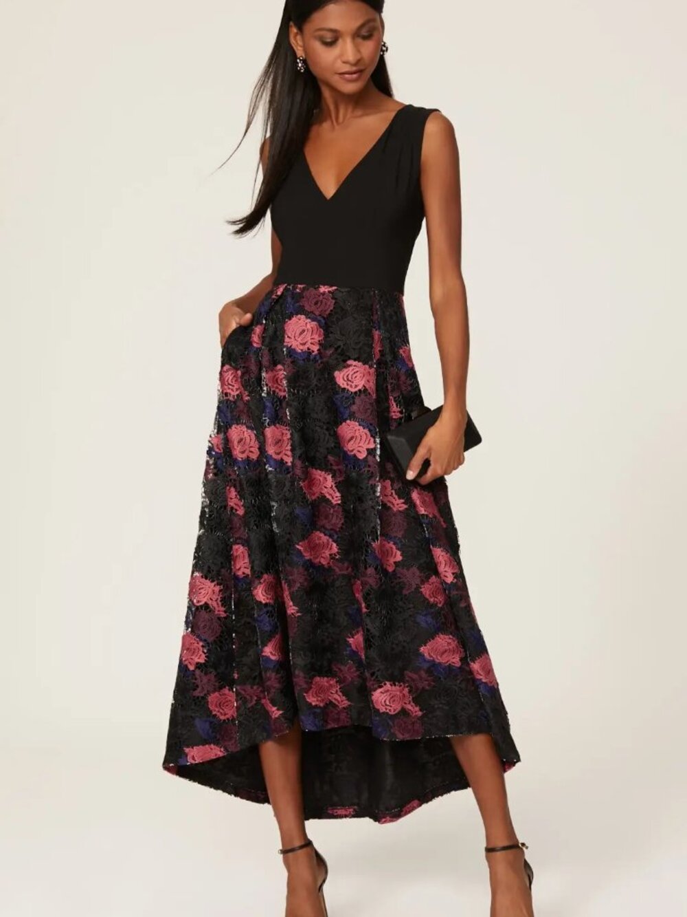 Hutch Anthropologie Lace Plunge High Low Gown Size 6